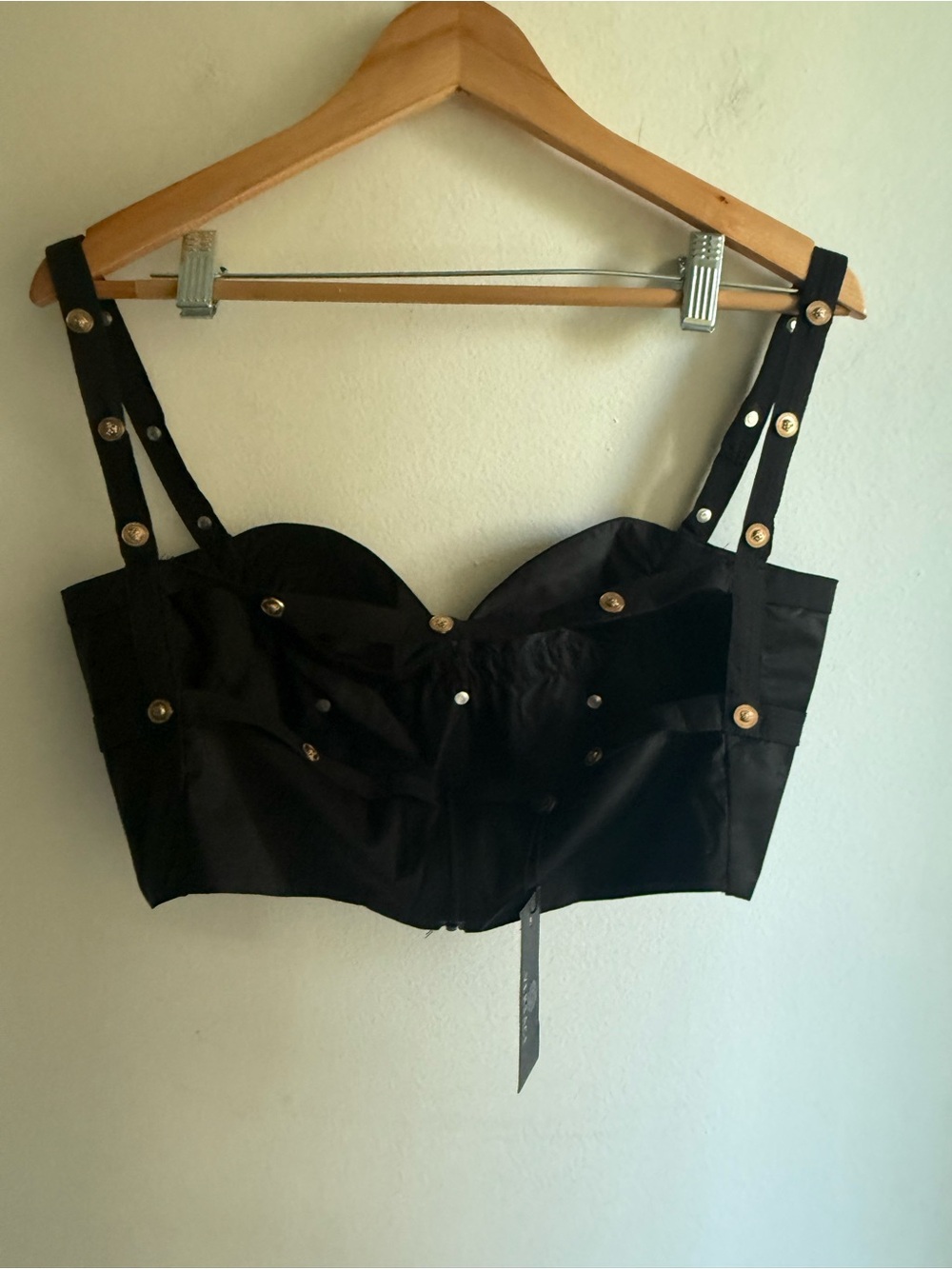 Medusa Head Embellished Satin Corset Bustier Top • Black/Gold • Size L • NWT - Picture 3 of 9